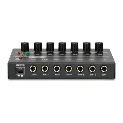 Depusheng DX600, mini mixer audio 6 voies, mélangeur de ligne, vue 2