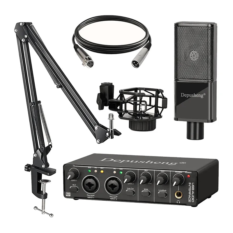 Depusheng MD32, kit home studio complet, micro et carte son