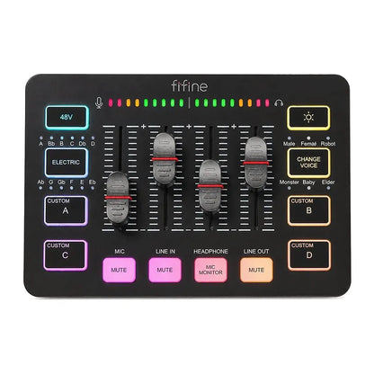 FIFINE AmpliGame SC3, mixeur audio gaming RGB, entrée XLR