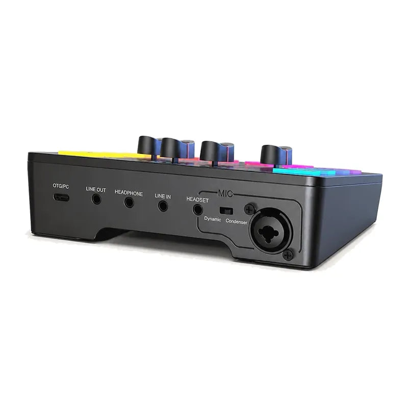 FIFINE AmpliGame SC3, mixeur audio gaming RGB, entrée XLR, vue 2