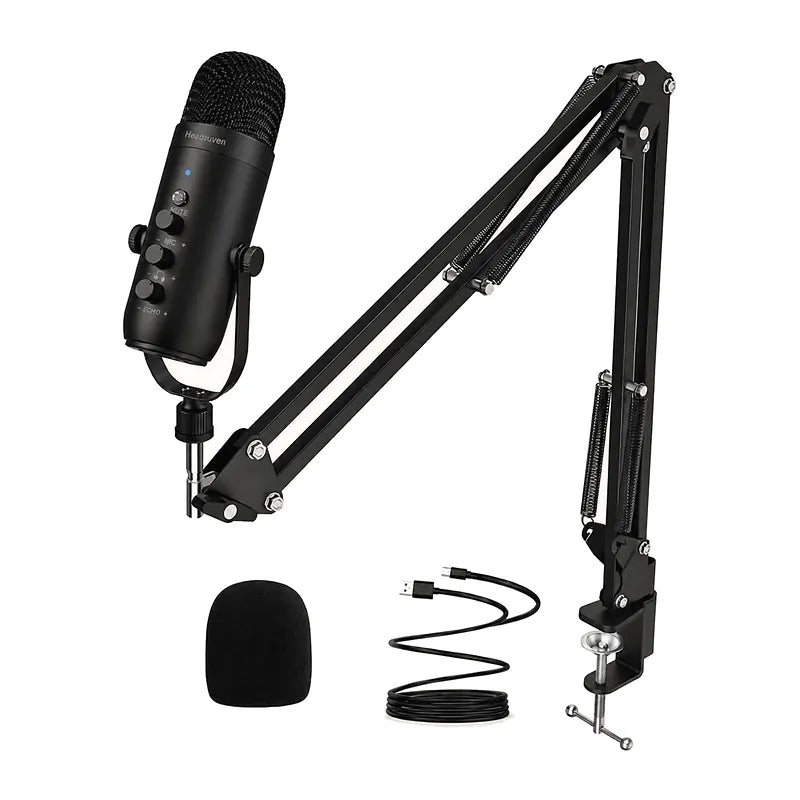 Haomuren kit micro USB avec bras articulé pour podcast et stream, vue 2