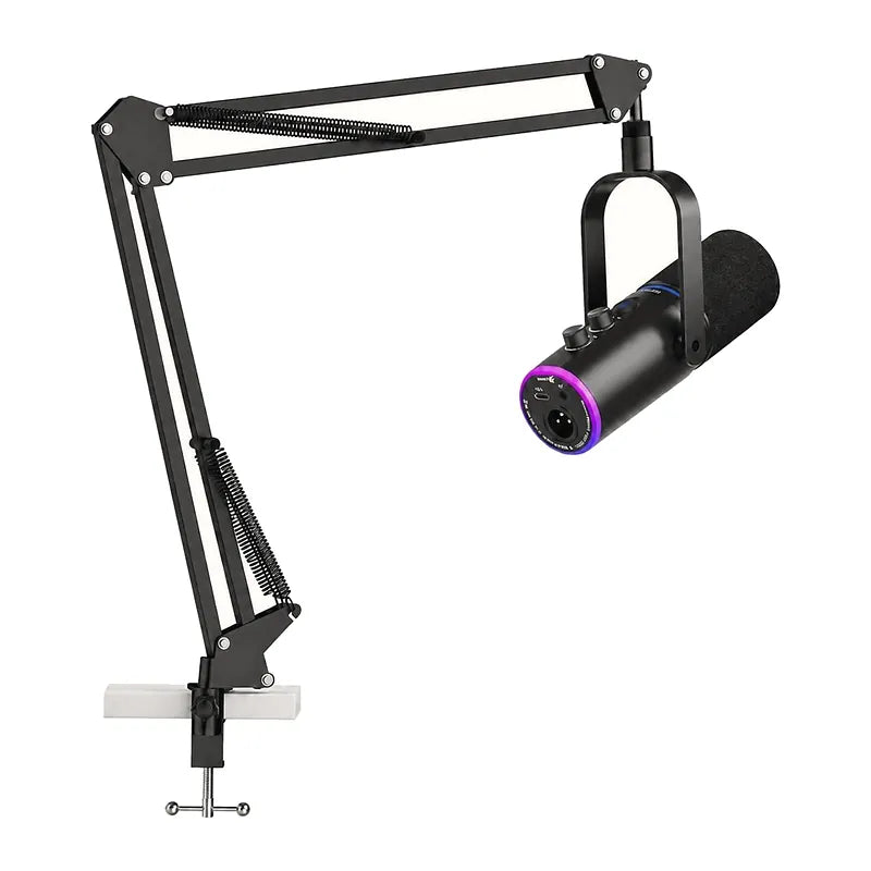 Micro gaming avec bras, micro dynamique XLR et USB, RGB, vue 2