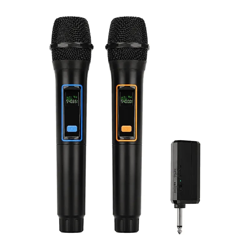 LMBGM W6, 2 micros sans fil karaoké rechargeables, récepteur jack